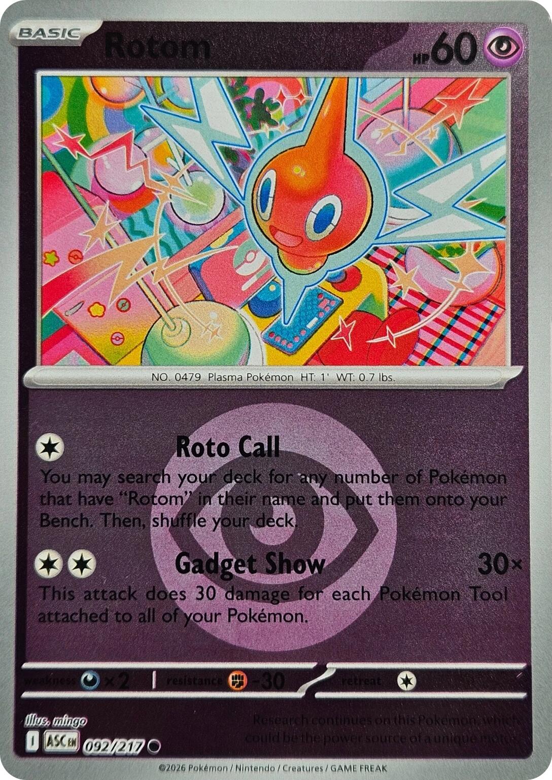 Rotom (092/217) (Energy Symbol Pattern) [Mega Evolution: Ascended Heroes] | Black Swamp Games