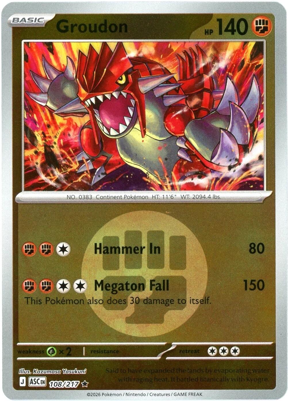 Groudon (108/217) (Energy Symbol Pattern) [Mega Evolution: Ascended Heroes] | Black Swamp Games