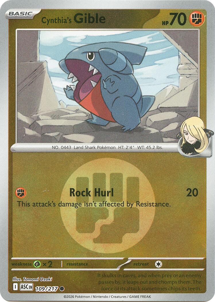Cynthia's Gible (109/217) (Energy Symbol Pattern) [Mega Evolution: Ascended Heroes] | Black Swamp Games
