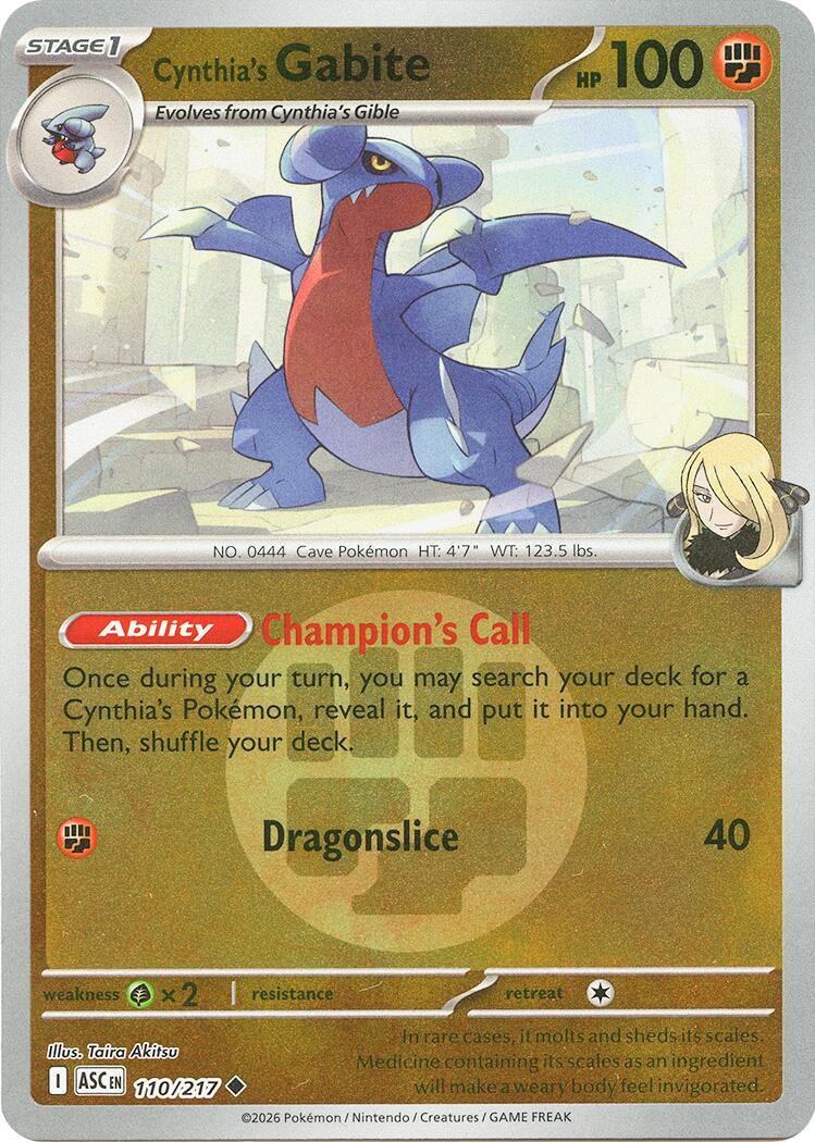 Cynthia's Gabite (110/217) (Energy Symbol Pattern) [Mega Evolution: Ascended Heroes] | Black Swamp Games