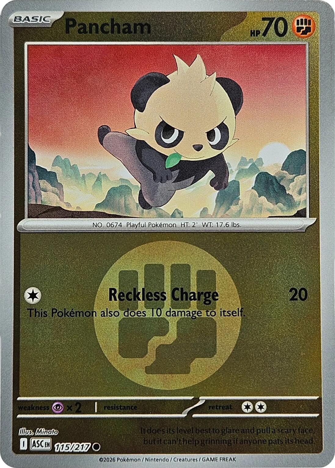 Pancham (115/217) (Energy Symbol Pattern) [Mega Evolution: Ascended Heroes] | Black Swamp Games