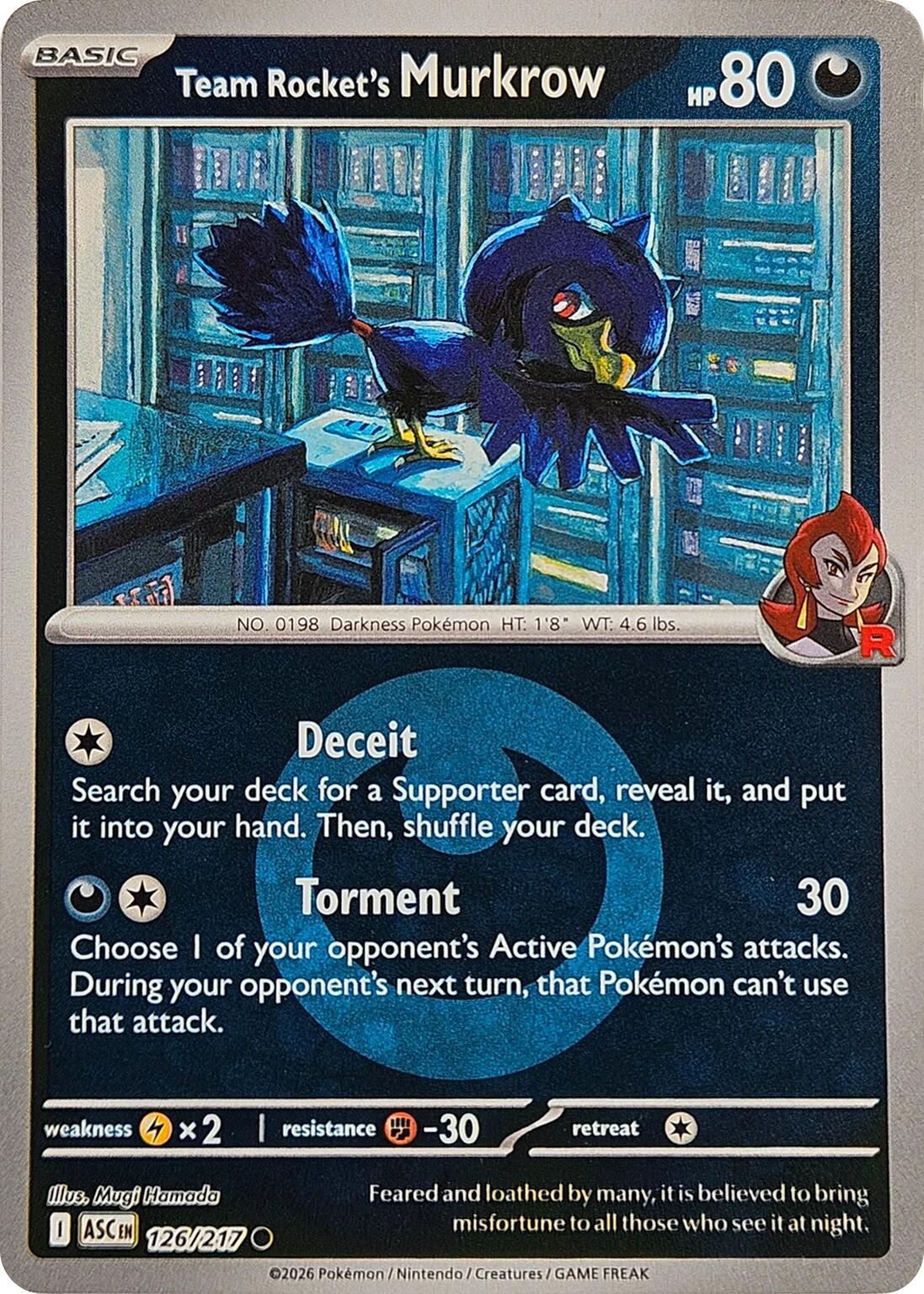 Team Rocket's Murkrow (126/217) (Energy Symbol Pattern) [Mega Evolution: Ascended Heroes] | Black Swamp Games