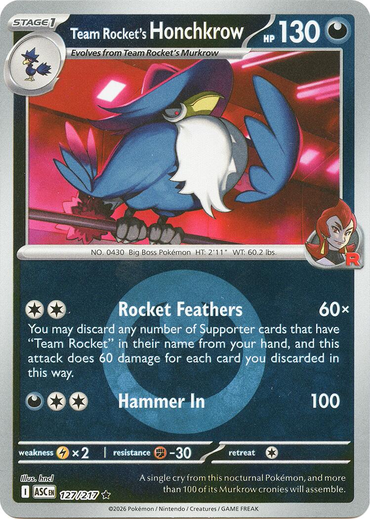Team Rocket's Honchkrow (127/217) (Energy Symbol Pattern) [Mega Evolution: Ascended Heroes] | Black Swamp Games