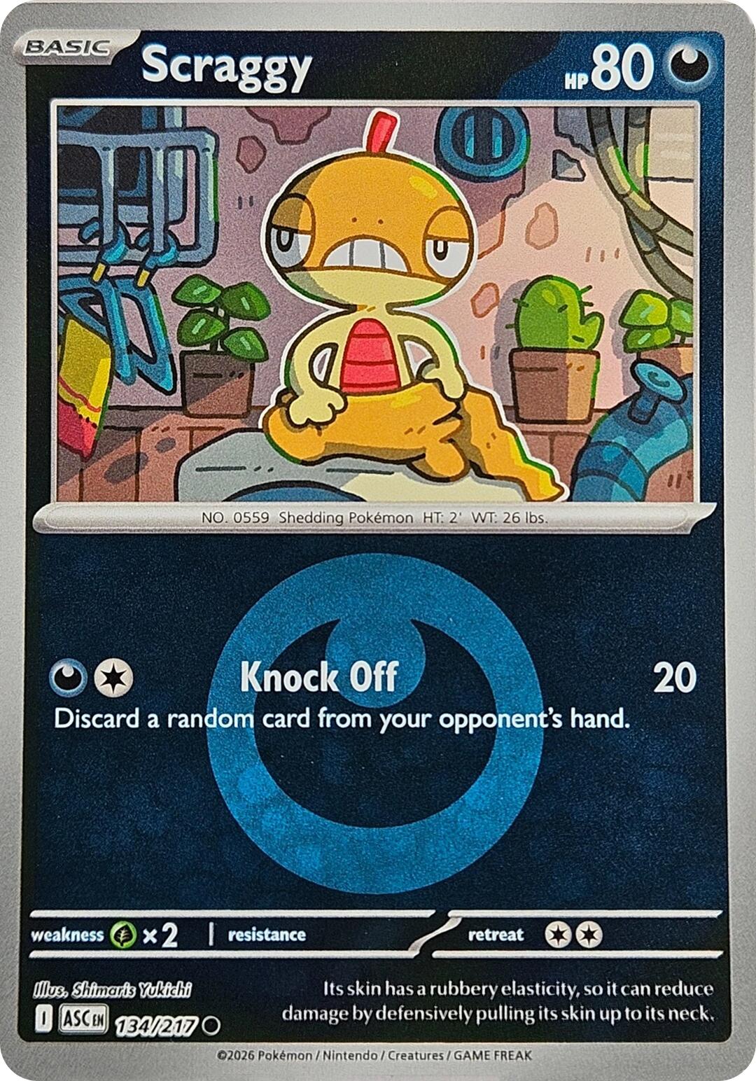 Scraggy (134/217) (Energy Symbol Pattern) [Mega Evolution: Ascended Heroes] | Black Swamp Games