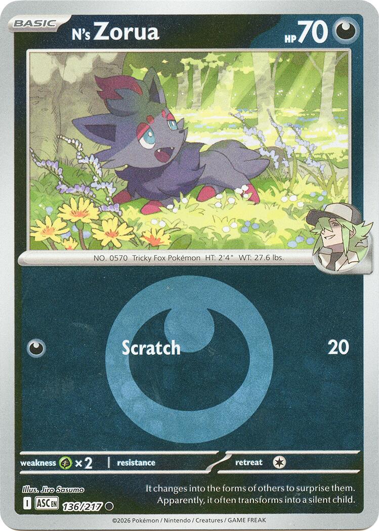 N's Zorua (136/217) (Energy Symbol Pattern) [Mega Evolution: Ascended Heroes] | Black Swamp Games