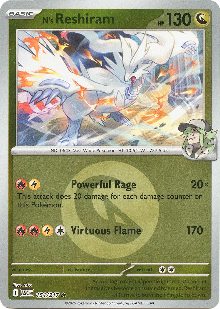 N's Reshiram (154/217) (Energy Symbol Pattern) [Mega Evolution: Ascended Heroes] | Black Swamp Games