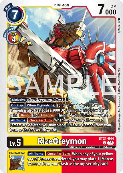 RizeGreymon [BT21-044] [Advanced Booster Digimon Generation] | Black Swamp Games