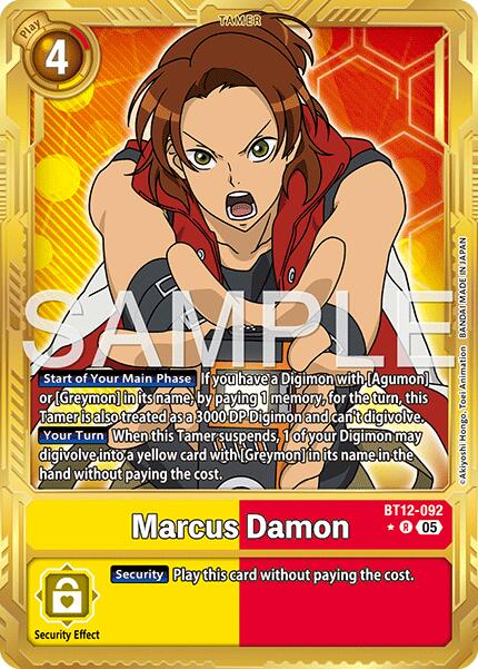 Marcus Damon [BT12-092] (Gold Border) [Advanced Booster Digimon Generation] | Black Swamp Games