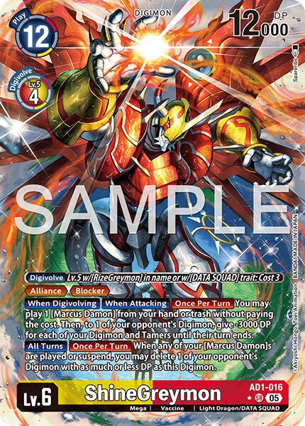 ShineGreymon [AD1-016] (Alternate Art) [Advanced Booster Digimon Generation] | Black Swamp Games