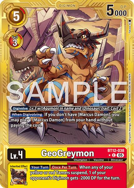 GeoGreymon [BT12-038] - BT12-038 (Gold Border) [Advanced Booster Digimon Generation] | Black Swamp Games