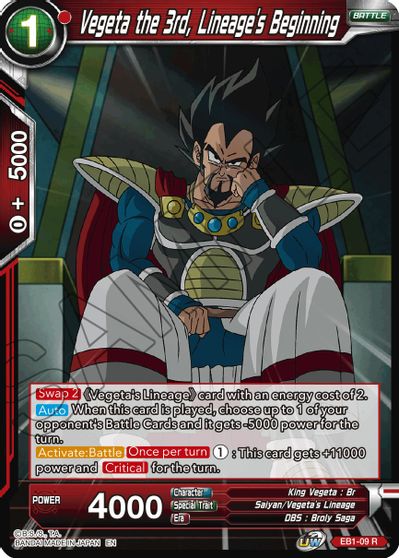 Vegeta the 3rd, Lineage's Beginning (EB1-009) [Battle Evolution Booster] | Black Swamp Games