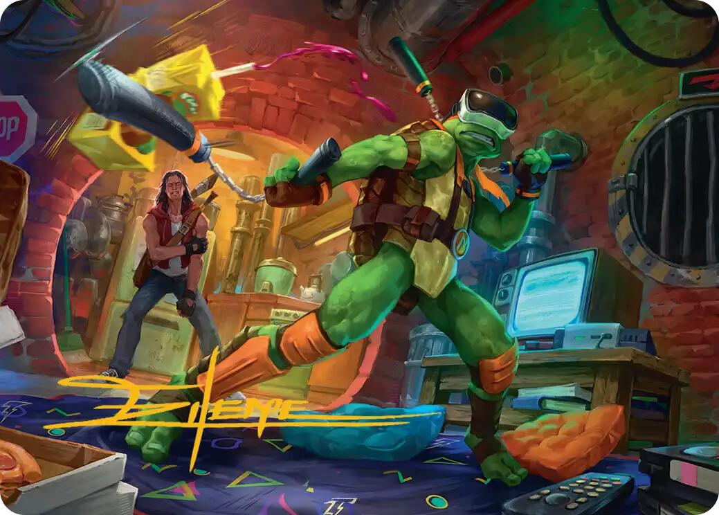 Michelangelo, Game Master Art Card (Gold-Stamped Signature) [Teenage Mutant Ninja Turtles Art Series] | Black Swamp Games