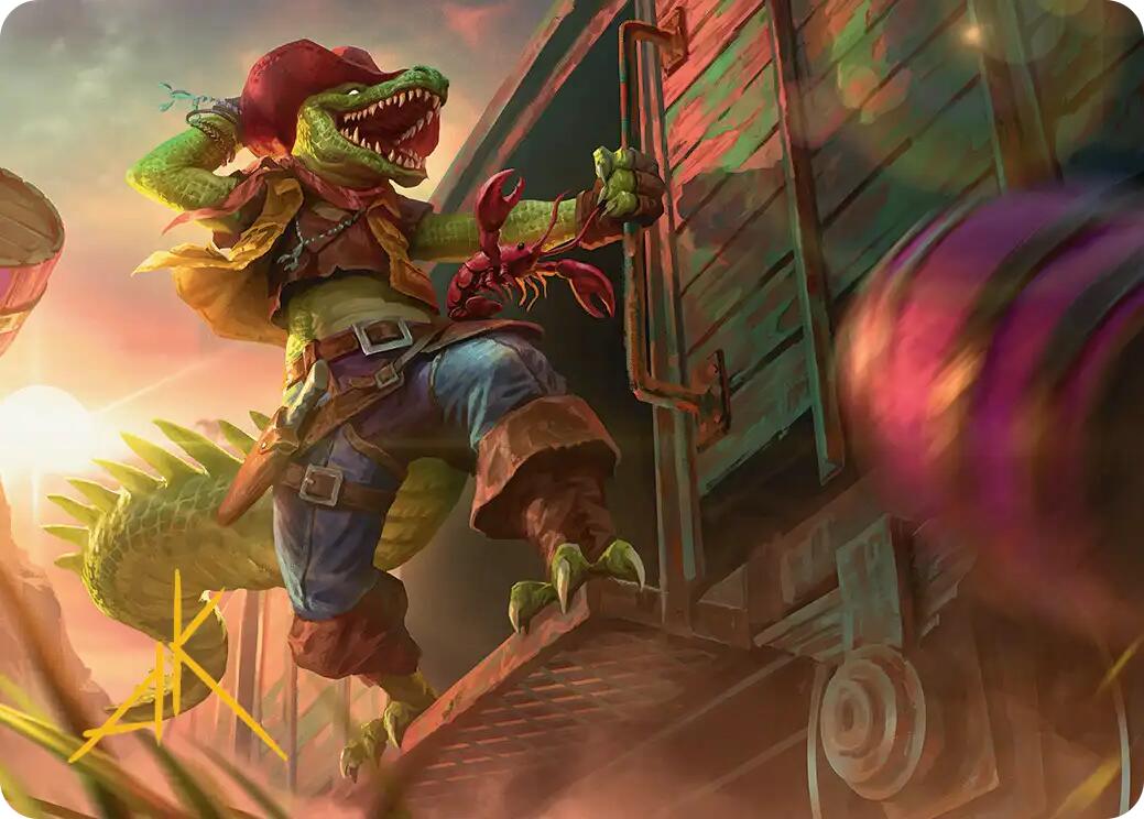 Leatherhead, Iron Gator Art Card (Gold-Stamped Signature) [Teenage Mutant Ninja Turtles Art Series] | Black Swamp Games