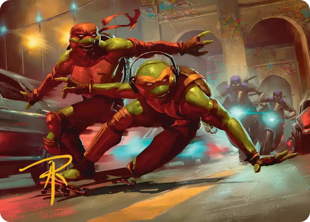 Raph & Mikey, Troublemakers Art Card (Gold-Stamped Signature) [Teenage Mutant Ninja Turtles Art Series] | Black Swamp Games