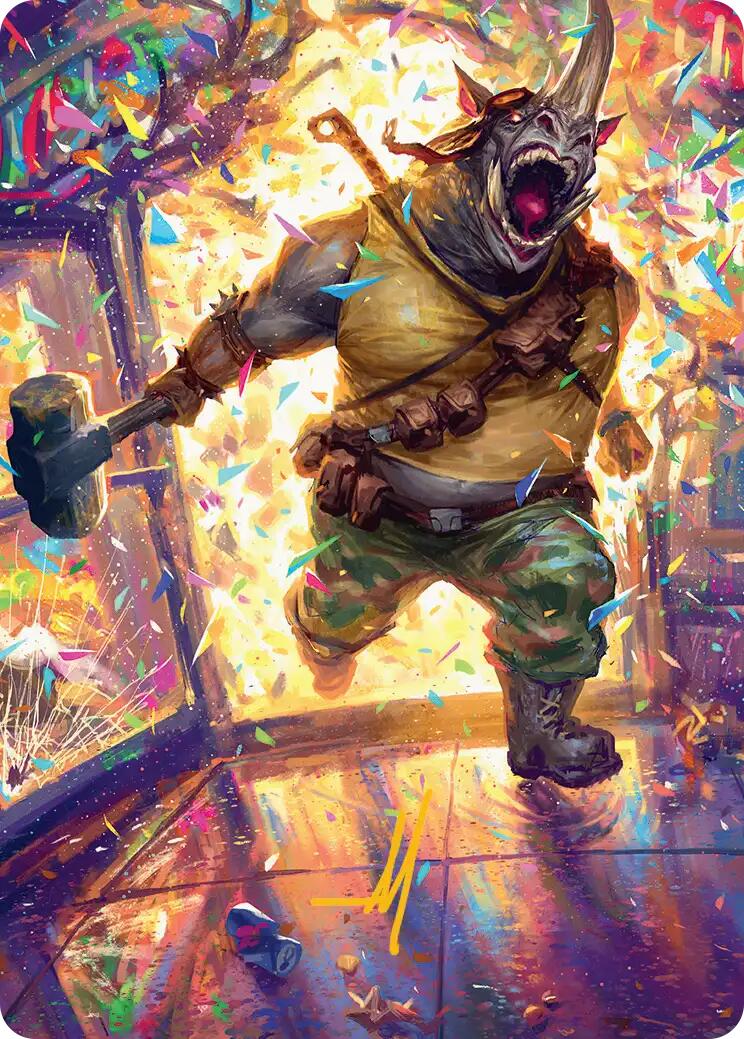 Rocksteady, Rowdy Rhino Art Card (Gold-Stamped Signature) [Teenage Mutant Ninja Turtles Art Series] | Black Swamp Games