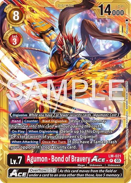 Agumon [LM-021] - Bond of Bravery ACE (Gold Border) [Advanced Booster Digimon Generation] | Black Swamp Games