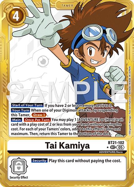 Tai Kamiya [BT21-102] (Gold Border) [Advanced Booster Digimon Generation] | Black Swamp Games