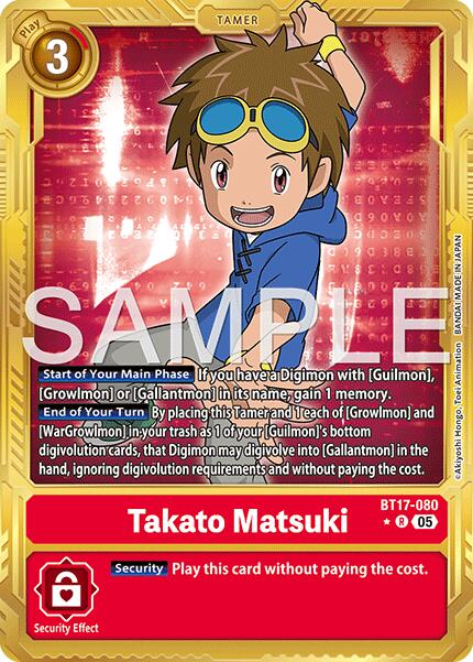 Takato Matsuki [BT17-080] (Gold Border) [Advanced Booster Digimon Generation] | Black Swamp Games