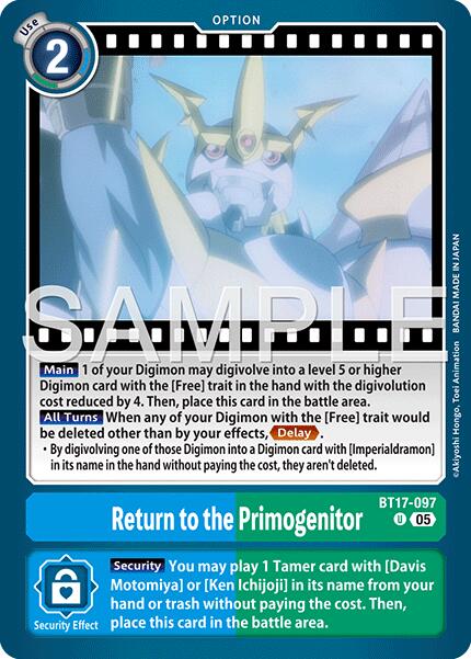 Return to the Primogenitor [BT17-097] (Foil Reprint) [Advanced Booster Digimon Generation] | Black Swamp Games