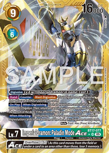 Imperialdramon: Paladin Mode ACE [BT17-077] (Gold Border) [Advanced Booster Digimon Generation] | Black Swamp Games