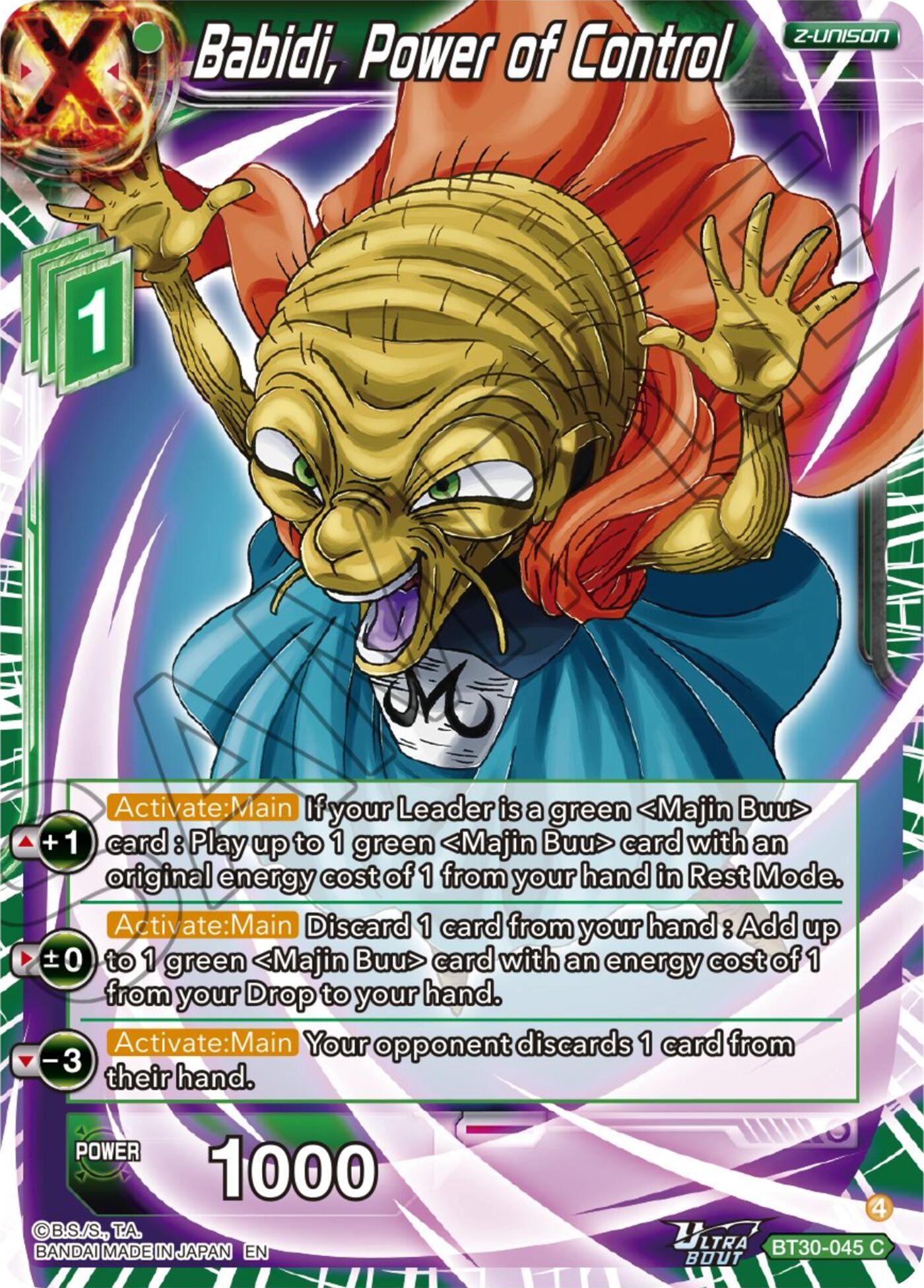 Babidi, Power of Control (BT30-045) [Three Glorious Fighters] | Black Swamp Games