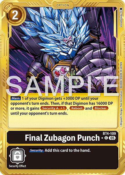 Final Zubagon Punch [BT4-109] (Gold Border) [Advanced Booster Digimon Generation] | Black Swamp Games