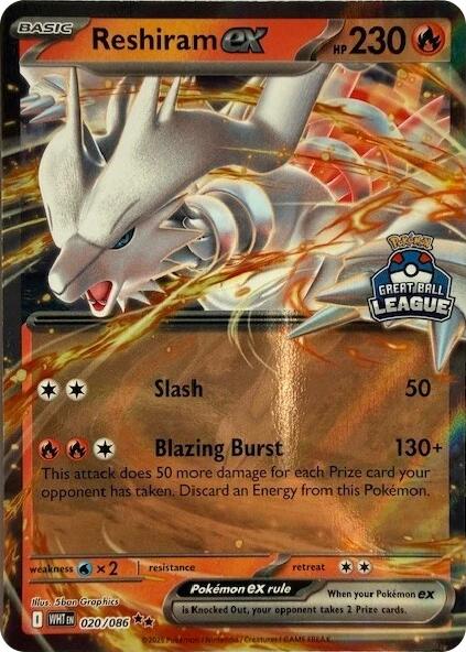 Reshiram ex (020/086) (Great Ball League) [League & Championship Cards] | Black Swamp Games