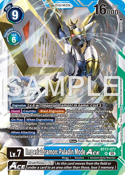 Imperialdramon: Paladin Mode ACE [BT17-077] (Reprint) [Advanced Booster Digimon Generation] | Black Swamp Games