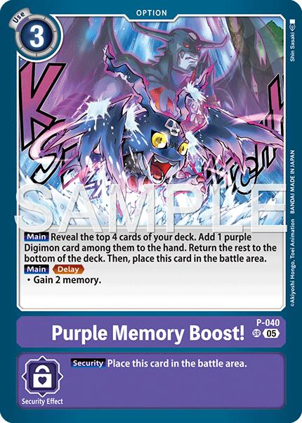 Purple Memory Boost! [P-040] (Reprint) [Advanced Booster Digimon Generation] | Black Swamp Games