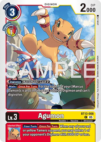 Agumon [BT13-008] - BT13-008 (Reprint) [Advanced Booster Digimon Generation] | Black Swamp Games