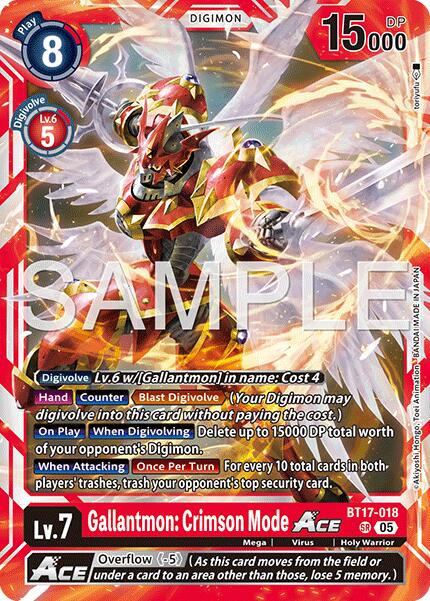 Gallantmon: Crimson Mode ACE [BT17-018] (Reprint) [Advanced Booster Digimon Generation] | Black Swamp Games