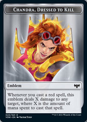 Blood // Chandra, Dressed to Kill Emblem Double-Sided Token [Innistrad: Crimson Vow Tokens] | Black Swamp Games