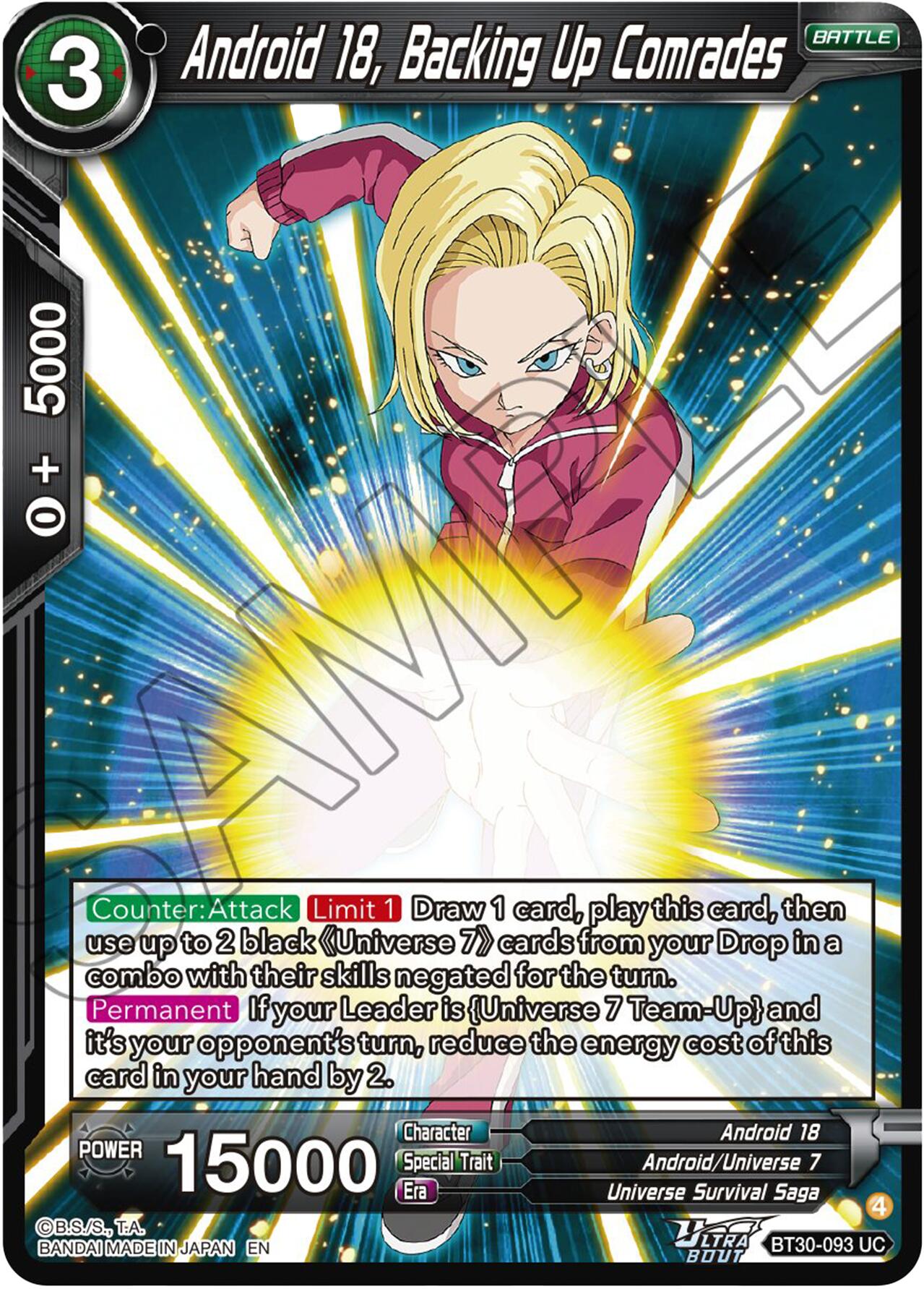Android 18, Backing Up Comrades (BT30-093) [Three Glorious Fighters] | Black Swamp Games
