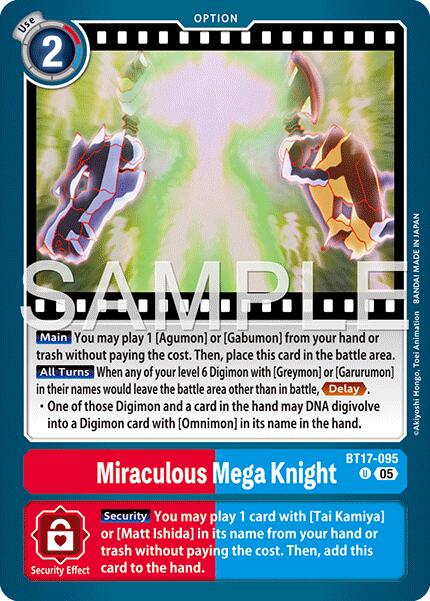 Miraculous Mega Knight [BT17-095] (Reprint) [Advanced Booster Digimon Generation] | Black Swamp Games