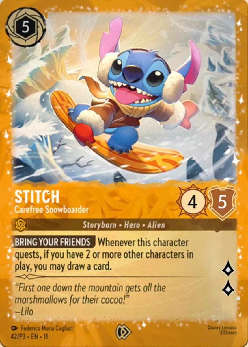 Stitch - Carefree Snowboarder (42) [Promo Cards] | Black Swamp Games