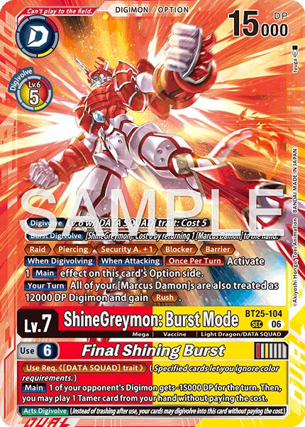 ShineGreymon: Burst Mode // Final Shining Burst [BT25-104] [Dual Revolution] | Black Swamp Games