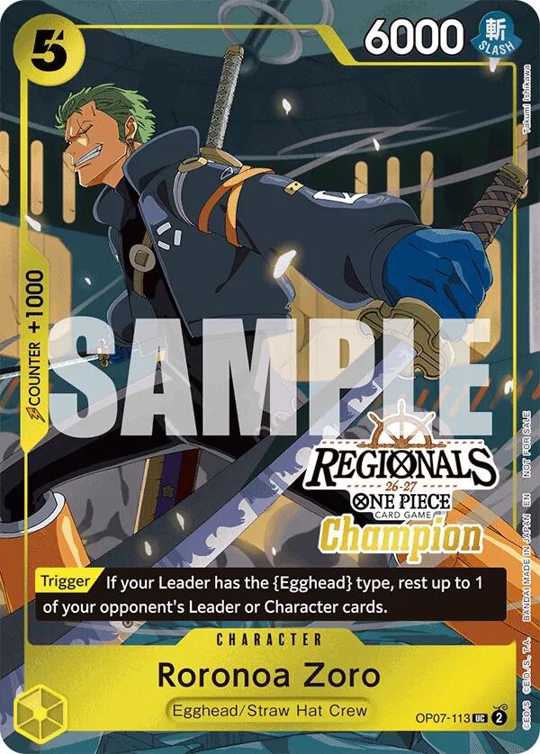 Roronoa Zoro (Regionals Champion Card Set 26-27) [One Piece Promotion Cards] | Black Swamp Games