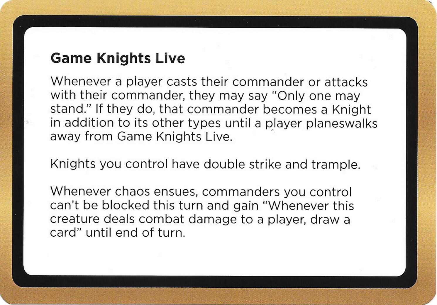 Game Knights Live (Black Lotus Unknown Planechase) [Oversize Cards] | Black Swamp Games