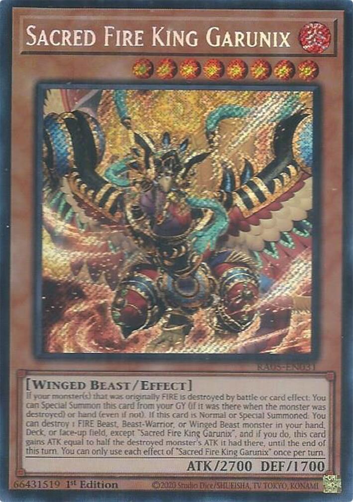 Sacred Fire King Garunix (Secret Rare) [RA05-EN031] Secret Rare | Black Swamp Games