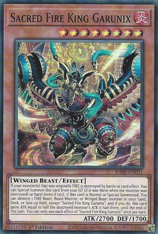 Sacred Fire King Garunix [RA05-EN031] Super Rare | Black Swamp Games