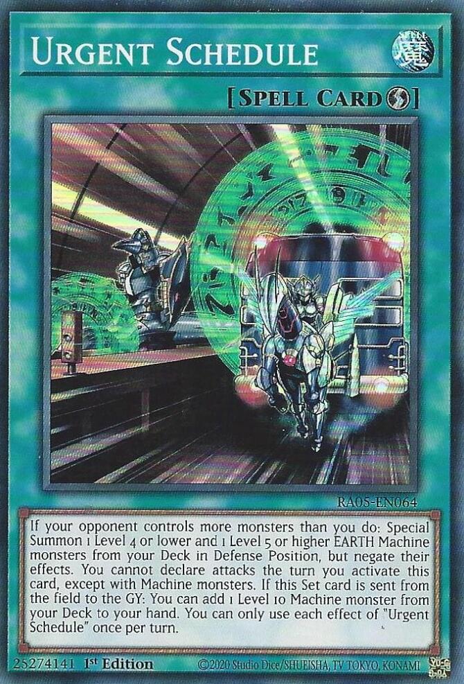 Urgent Schedule [RA05-EN064] Super Rare | Black Swamp Games