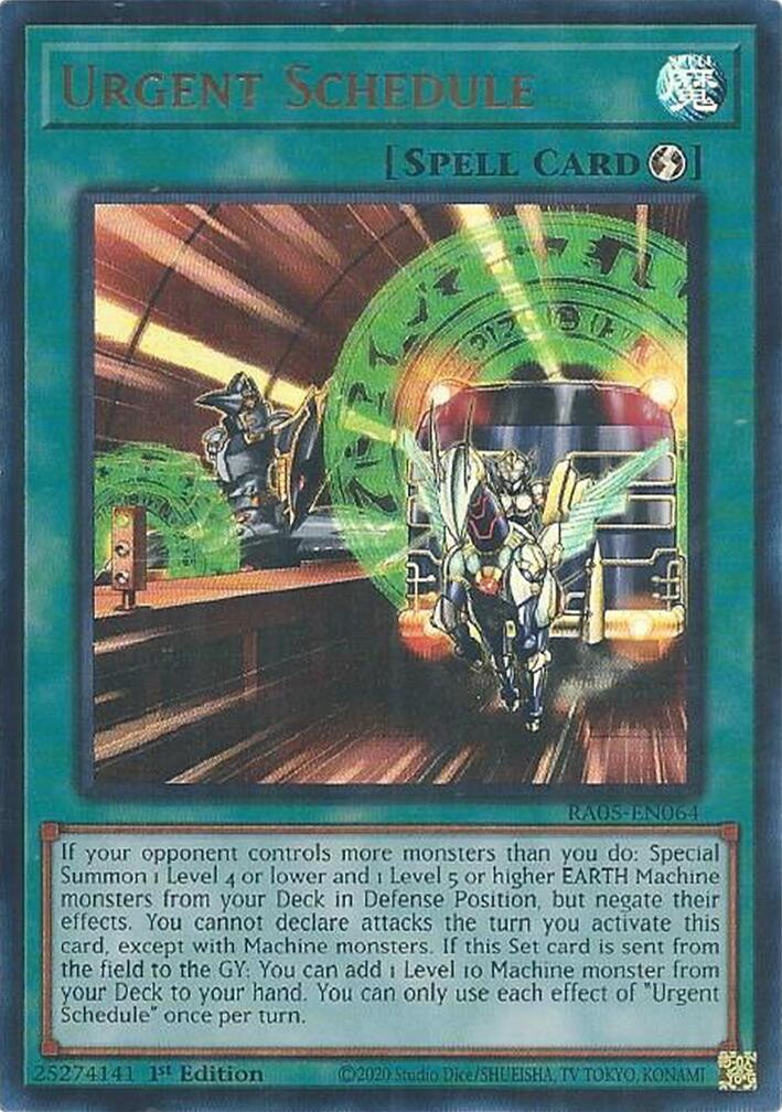 Urgent Schedule (Ultra Rare) [RA05-EN064] Ultra Rare | Black Swamp Games