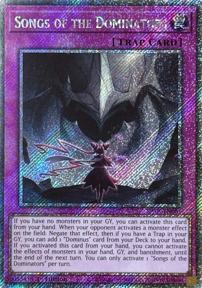 Songs of the Dominators (Platinum Secret Rare) [RA05-EN081] Platinum Secret Rare | Black Swamp Games