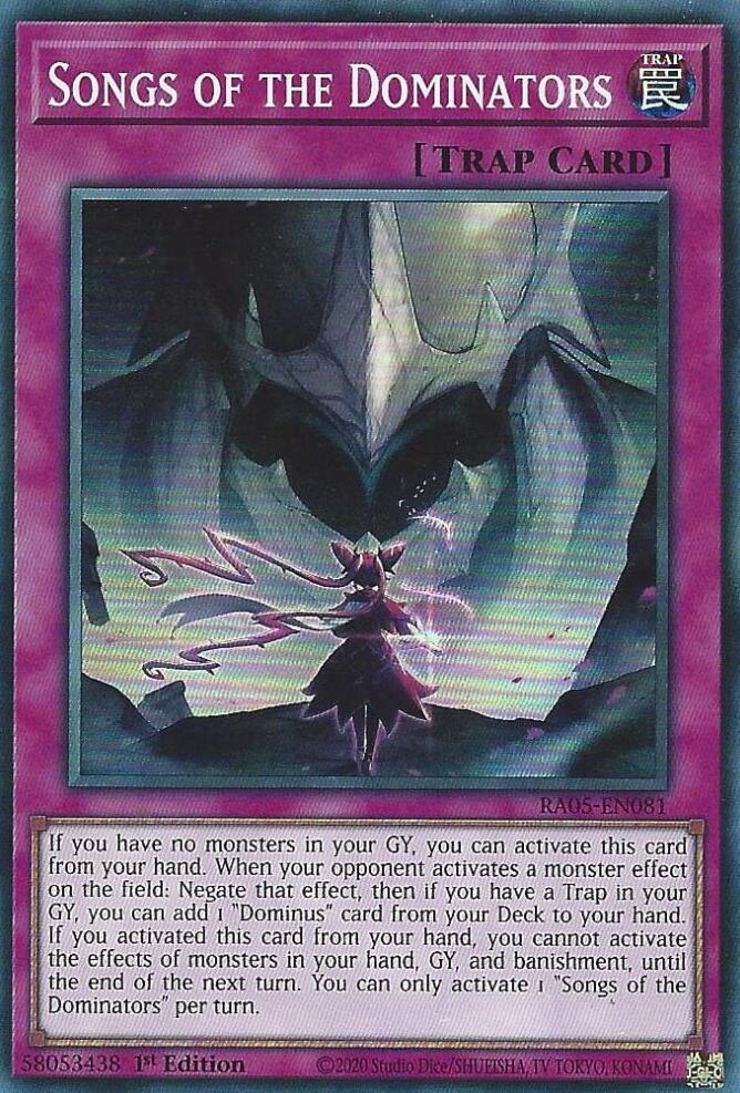 Songs of the Dominators [RA05-EN081] Super Rare | Black Swamp Games