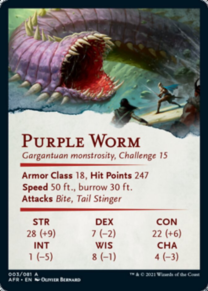Purple Worm Art Card [Dungeons & Dragons: Adventures in the Forgotten Realms Art Series] | Black Swamp Games