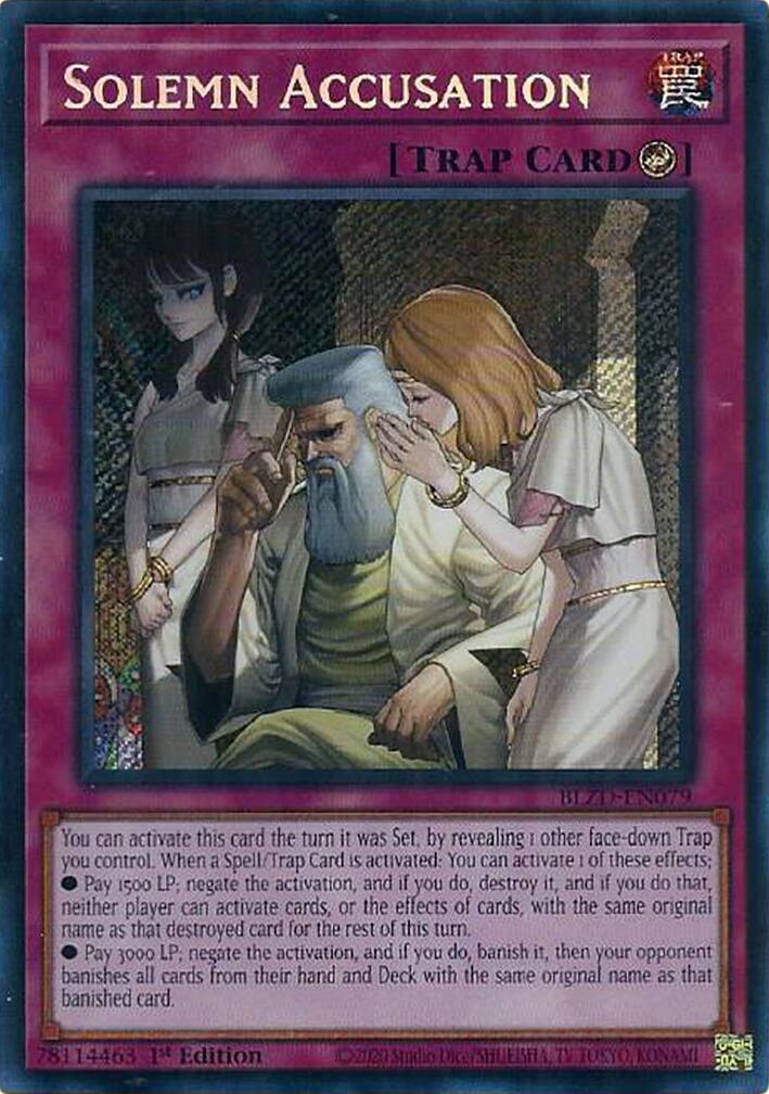 Solemn Accusation [BLZD-EN079] Secret Rare | Black Swamp Games