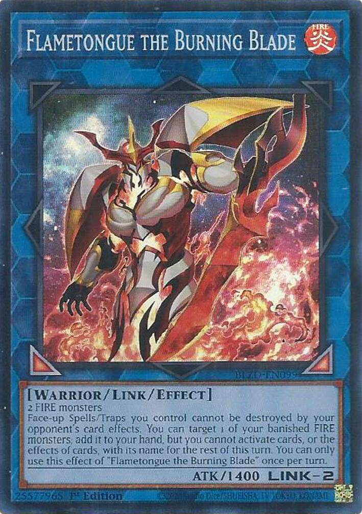 Flametongue the Burning Blade [BLZD-EN099] Super Rare | Black Swamp Games