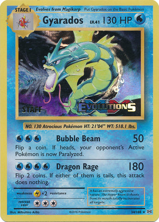 Gyarados (34/108) (XY Evolutions Staff Prerelease) [XY: Black Star Promos] | Black Swamp Games