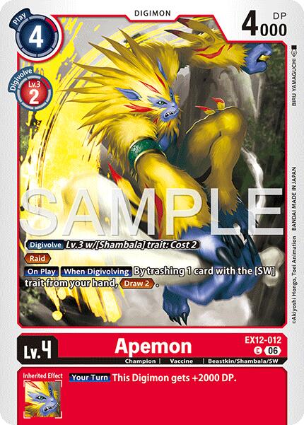 Apemon [EX12-012] [Digital World Shambala] | Black Swamp Games