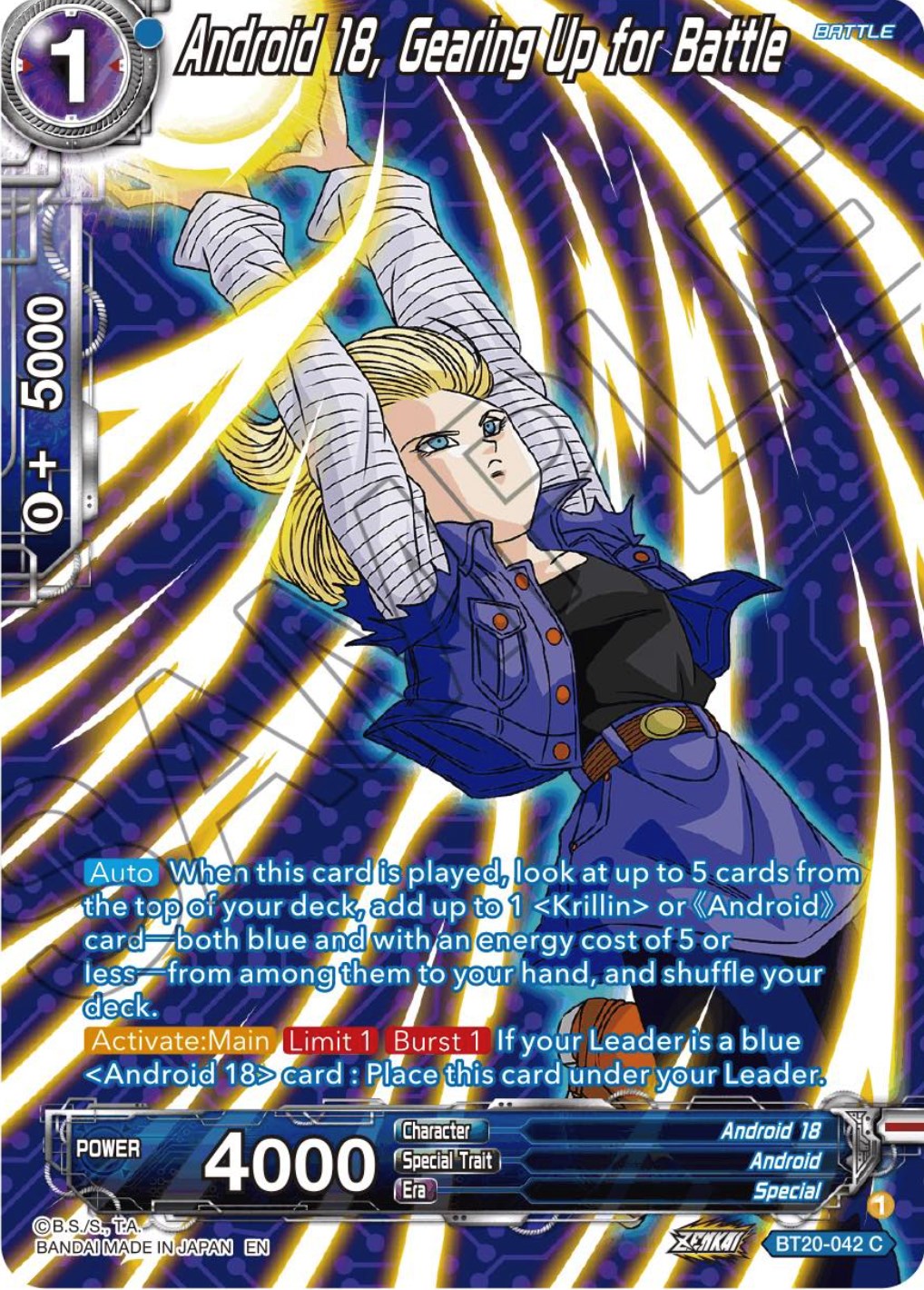 Android 18, Gearing Up for Battle (Silver Foil) (BT20-042) [Power Absorbed] | Black Swamp Games